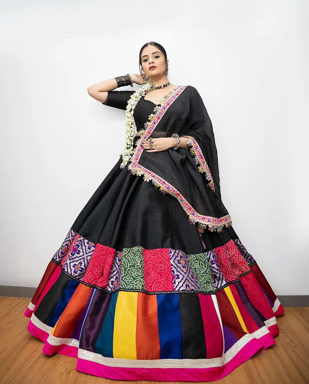 ZEETV Actress Sreemukhi in Black Lehenga Choli